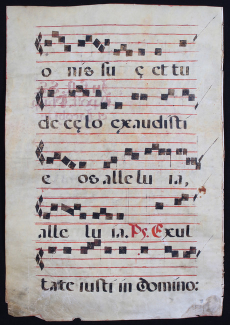 Antiphonar, 2 Bll. ("Gaudeamus...")
Antiphonar. - 2 Bll. aus einer Choralhandschrift auf - Image 2 of 4