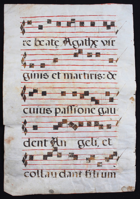 Antiphonar, 2 Bll. ("Gaudeamus...")
Antiphonar. - 2 Bll. aus einer Choralhandschrift auf - Image 4 of 4