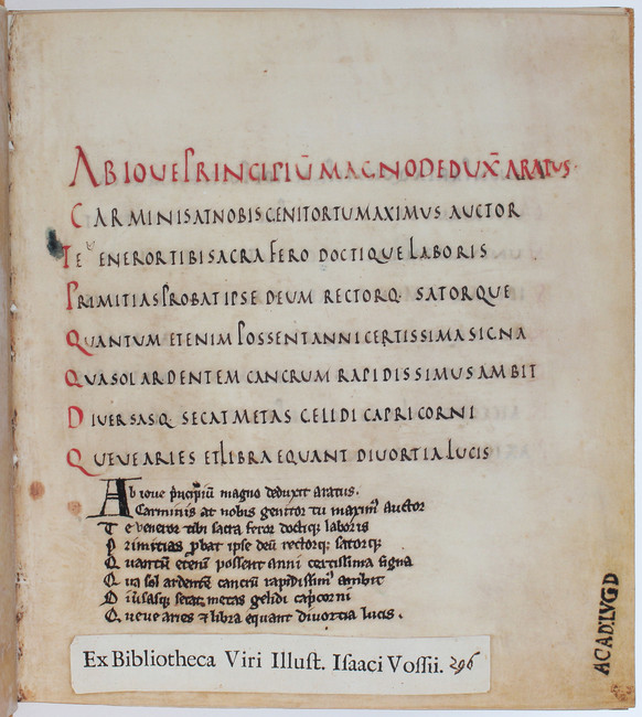 Aratea. Faks. 2 Bde.
Faksimiles. - Aratea. Aratus des Germanicus MS. Voss. Lat. Q. 79. Bibliothek - Image 2 of 4