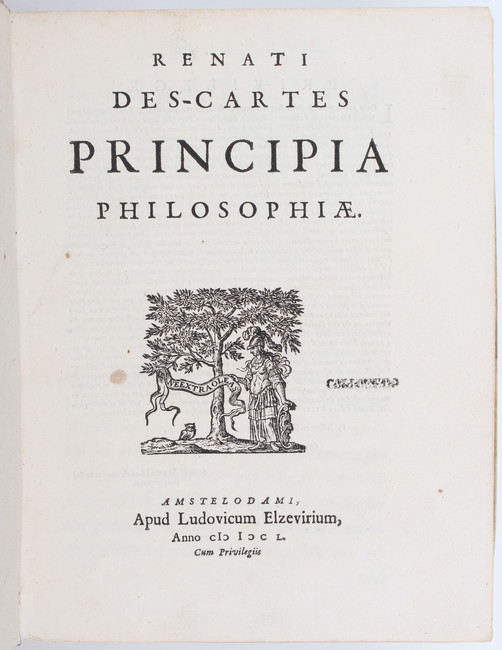 Descartes, Principia philosophiae
Descartes, R. Principia philosophiae. Amsterdam, Elzevir, 1650.