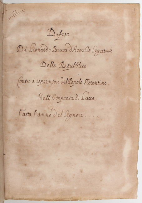 Bruni, Difesa contro i riprensori
Bruni, Leonardo. Difesa... contro i riprensori del popolo