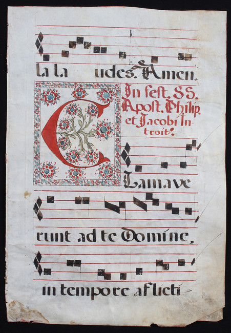 Antiphonar, 2 Bll. ("Gaudeamus...")
Antiphonar. - 2 Bll. aus einer Choralhandschrift auf