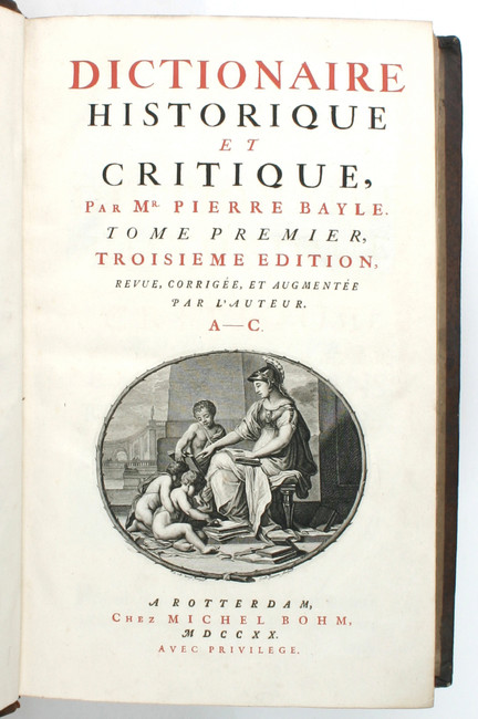 Bayle, Dictionaire. 4 Bde.
Lexika. - Bayle, P. Dictionaire historique et critique. 3e éd., revue, - Image 2 of 2