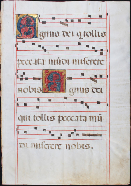 Antiphonar, 1 Bl. (Agnus Dei)
Antiphonar. - Agnus Dei. - Einzelblatt aus einer liturgischen