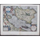 Ischia. (Ortelius)
Ischia. "Ischia quae olim Aenaria. 1590". Vogelschauansicht der Insel mit der