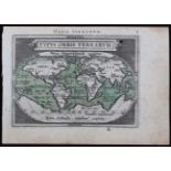 "Typus". (Ortelius, Epitome) / 3 Bll.
"Typus orbis terrarum". Weltkarte im Oval mit Titel in