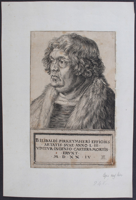 Dürer, W. Pirckheimer (Kopie). 2 Bll.
Dürer, Albrecht. - Nach. Bildnis des Willibald Pirckheimer.