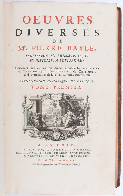 Bayle, Oeuvres diverses. 4 Bde.
Bayle, P. Oeuvres diverses. Contenant tout ce que cet auteur a