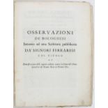 Osservazioni de' bolognesi. 1716
Osservazioni de' bolognesi intorno ad una scrittura pubblicata