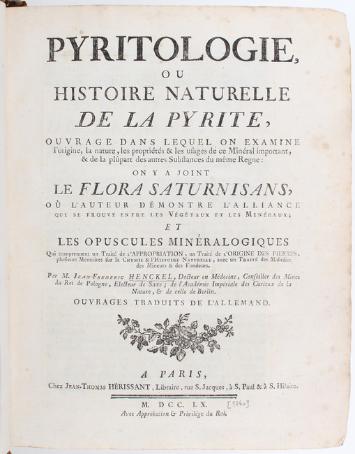Henckel, Pyritologie
Henckel, J. F. Pyritologie, ou histoire naturelle de la Pyrite ... on y a joint - Image 2 of 6