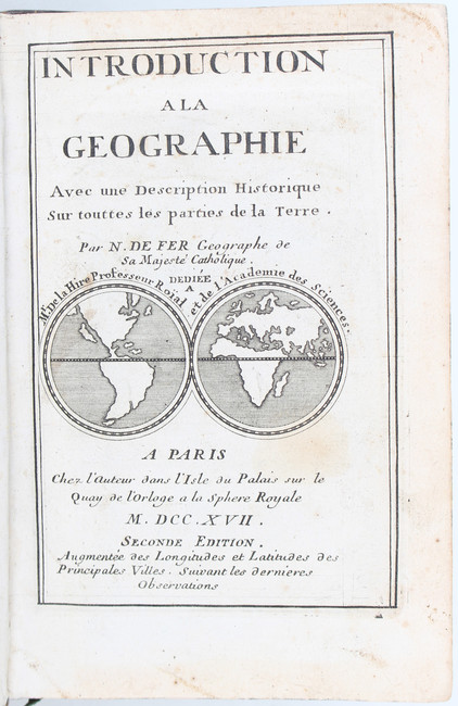 Fer, Introduction a la géographie
Fer, N. de. Introduction à la géographie. 2e éd. Paris 1717. (20: - Image 2 of 5