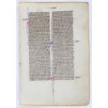 Biblia latina, 1 Bl. (Offenbarung)
Biblia latina. - 1 Bl. aus derselben Bibelhandschrift, ebenso.