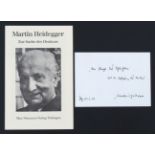 Heidegger, Eigenh. Postkarte
Heidegger, Martin (Philosoph; 1889-1976). Postkarte mit eigenhändigem