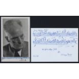 David, Musikmanuskript / 4 Bll.
Autographen. - David, Johann Nepomuk (Komponist; 1895-1977).