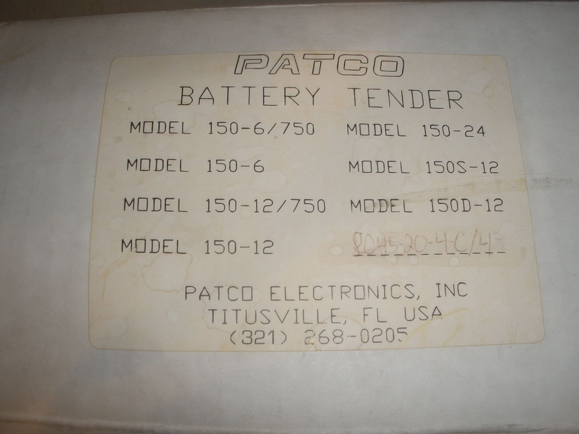 Patco Battery Tender 150-6/750 150-24 - Image 2 of 2