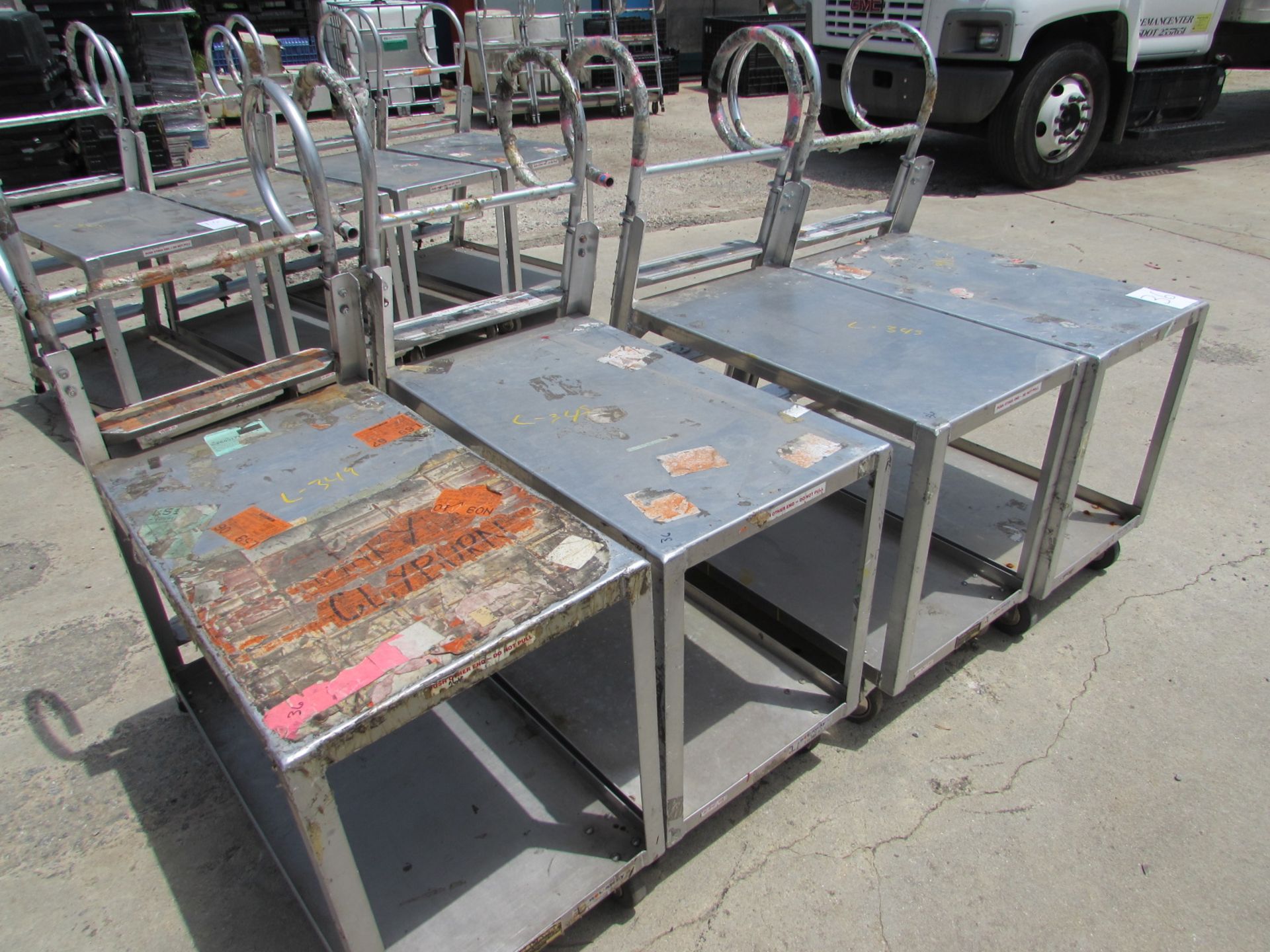 Aluminum Cart with Attached 3 Step Ladder (Lot of 4)