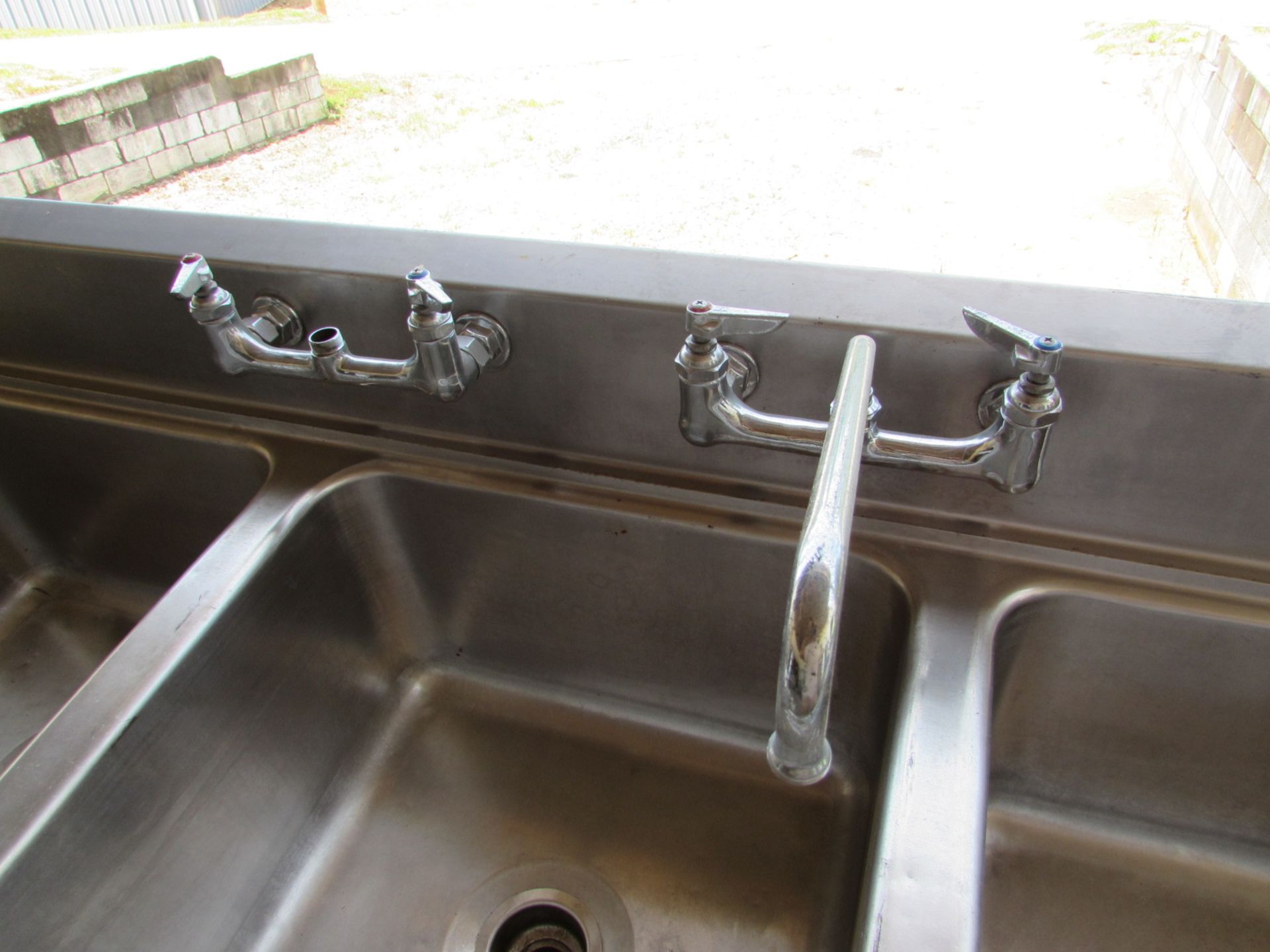 Stainless Steel Sink 3 Compartment with 2 Drainboards and Legs - Image 5 of 7
