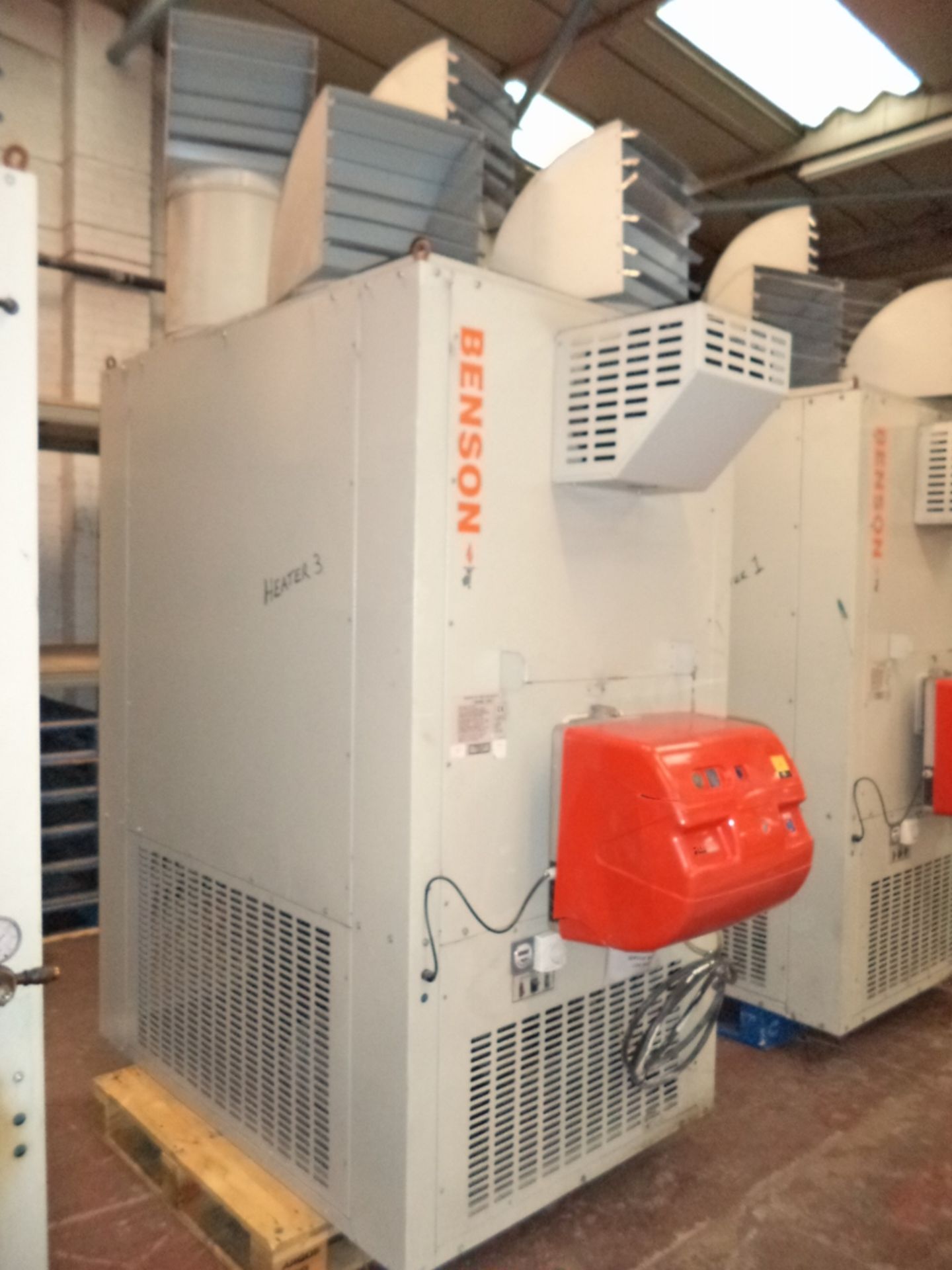 Benson oil-fired air heater model 1000, appliance type B23, fuel type gas oil (Class D, 35 sec),