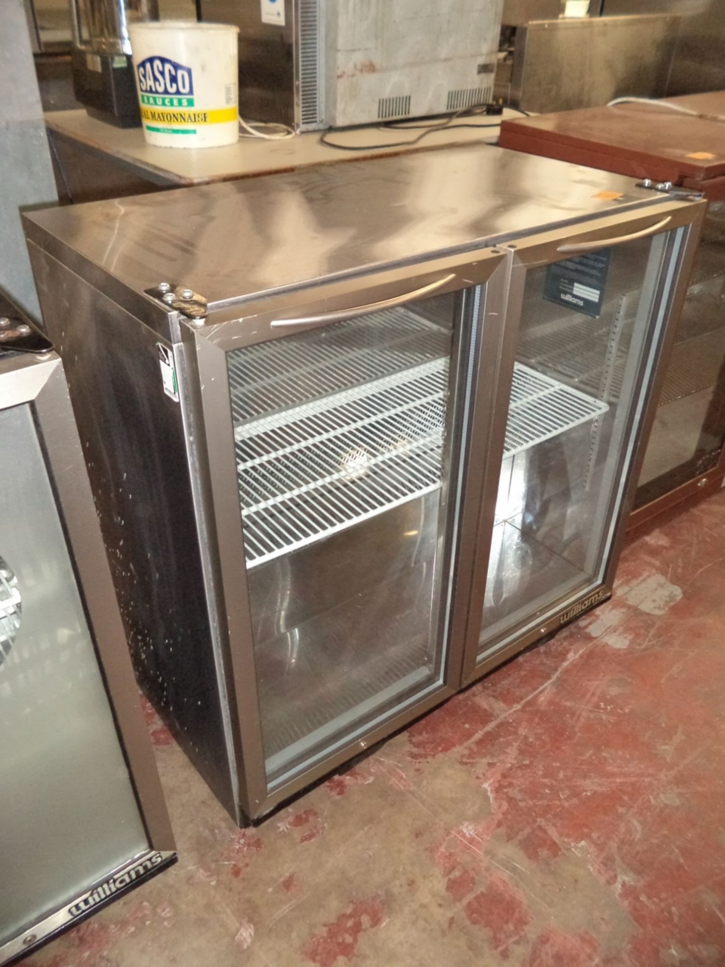 Williams model BC2SS brushed steel twin door clear fronted bar fridge