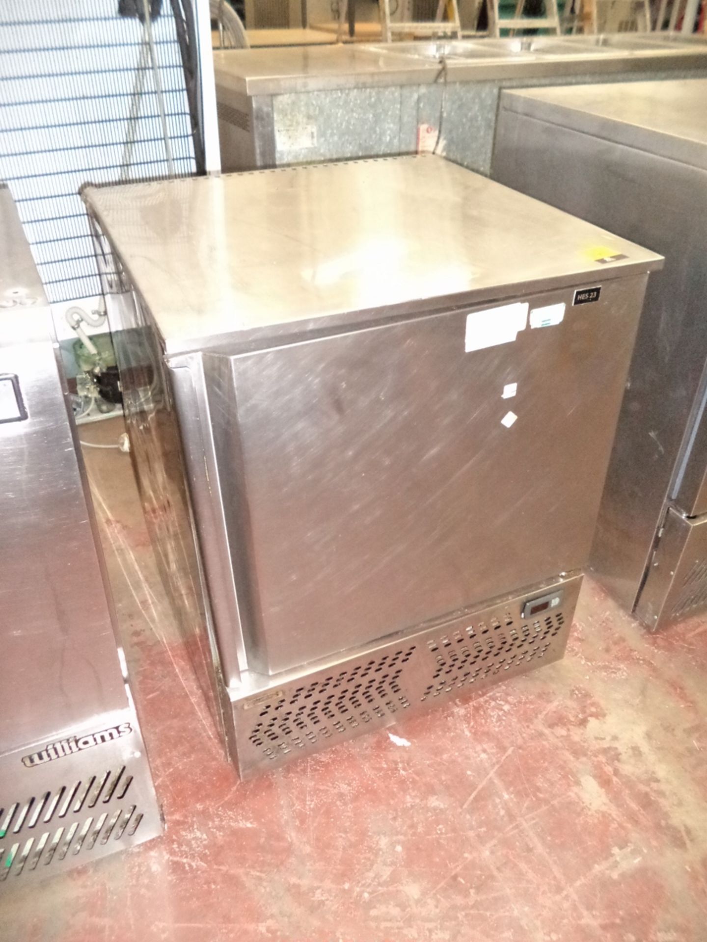 stainless steel counter height freezer.