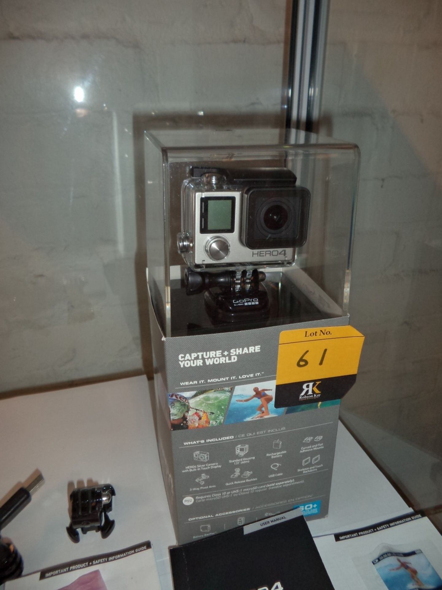 GoPro HERO4 Silver edition action video camera with built-in touchscreen display, box, manuals and