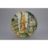 An Italian maiolica Urbino tazza ca. 1580 showing the expulsion from The Garden of Eden Of