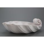 A white glazed champagne cooler shaped as a shell, France, 19th C. A large and unusual shell-