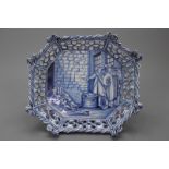 A Frankfurt Delftware ajour basket with a prison scene, dated 1679 An unusual German Frankfurt