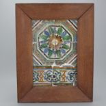 A set of six Spanish arista tiles, Toledo, 16th C. Decorative group of 16th C. arista tiles