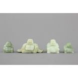 A group of 4 Chinese carved hardstone figures of buddha, 20th C. H: 8 cm (the tallest)