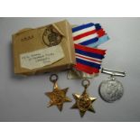 A group of three WWII medals consisting of 1939-45 Star, France & Germany Star and War Medal in