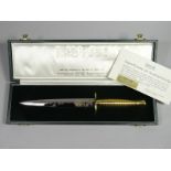 A presentation Fairbairn-Sykes Fighting Knife Ltd Edition (75/100) in case of issue with gold-