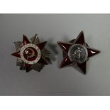 Two Soviet Russian decorations both with maker's marks and numbered