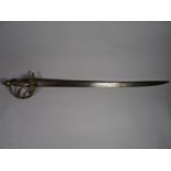 A 1751 pattern Huntingdon Militia sword with 'M. Huntington 1/45' etched onto the brass crossguard