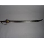 An eighteenth century British military hanger with brass shell guard and blade stamped with GR