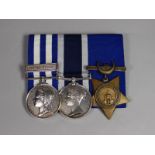 Egypt group of three medals consisting of Egypt Medal with Tel-El-Kebir clasp to C. Knox, Pte. R.M.;