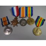 A Devon Regiment WWI 1914 trio (K.I.A.) together with brother's WWI pair of War & Victory Medals;