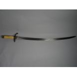An ivory-handled cutlass with curved blade, 25 ins (64 cms) blade length