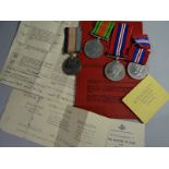 WWII Defence & War Medals and a Regular Army Certificate of Service Book to 7629130 S.Sgt Raymond