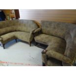 Four Edwardian billiard room couches in matching floral upholstery comprising a matching pair of