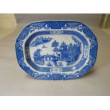 A nineteenth century Swansea blue and white platter in the Longbridge pattern, impressed mark