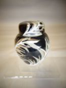 A Moorcroft pottery lidded ginger jar in the 'New Zealand Fern' pattern, 4.25 ins high (11 cms)