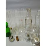 A parcel of medical / pharmaceutical glassware incl. spirit burner, bottles etc