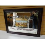 A public house advertising mirror for 'Scots Greys Whisky' in a reeded frame, 37 x 27 ins (94 x 68