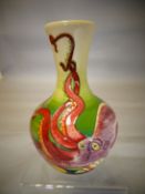 A Moorcroft pottery onion shaped vase in the 'Octopus' pattern, 7.5 ins high (19 cms)