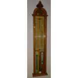 An early-Victorian light oak carved encased Admiral Fitzroy barometer, complete with mercury