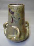 A Clement Massier gold lustre-glazed 'Champignon' four-handled studio vase marked 'C Mr. Golfe-