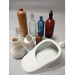 A collection of mixed glass and ceramic medical / pharmaceutical associated vessels