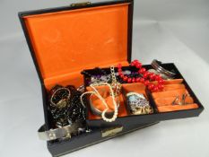 A modern jewellery box and mixed contents