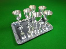 A Mexican silver liquor-set with matching tray, marked STERLING 925, 18.2 oz